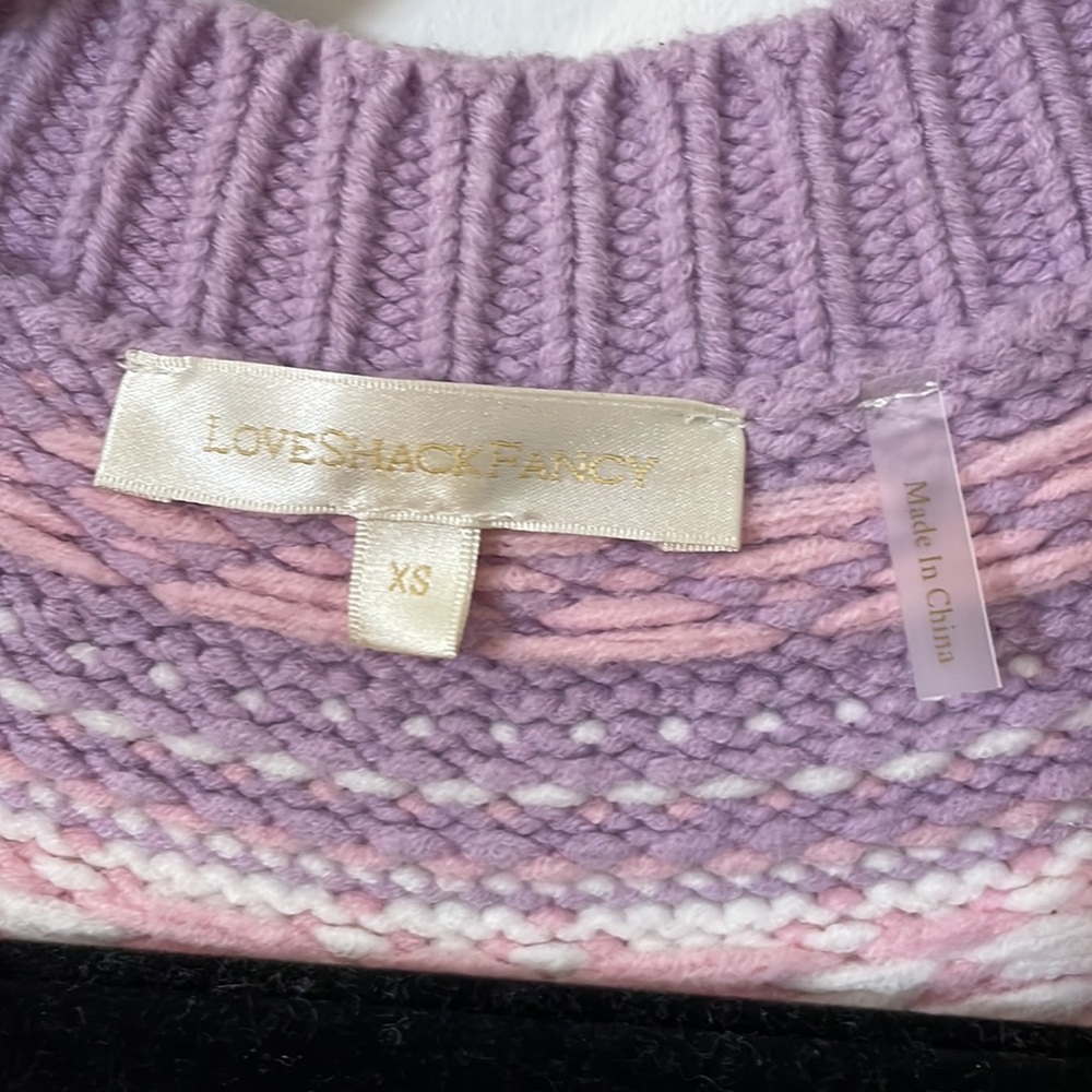 EUC LoveShackFancy varsity style oversized cardigan Size XS - Picture 2 of 4